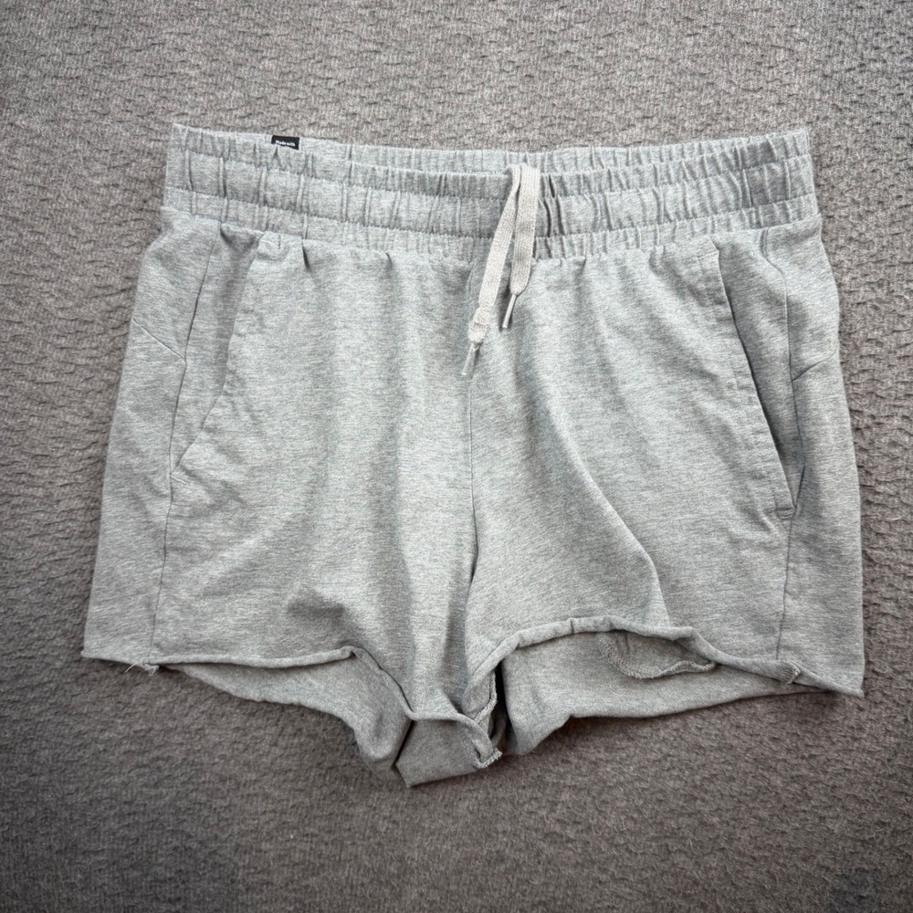 Puma Sweat Shorts Women's Medium Gray Raw Hem Drawstring Pockets Lounge‎ Active